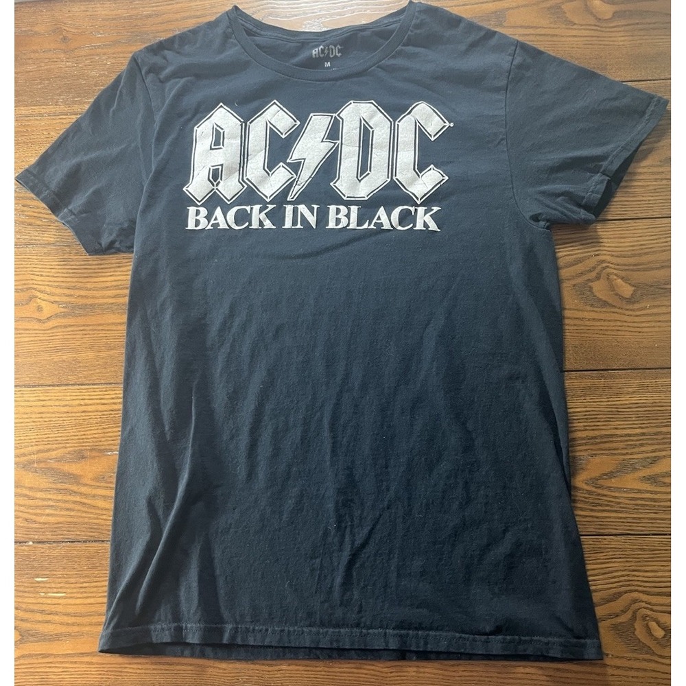 ACDC Back In Black Logo Graphic T-shirt Men Medium Black Short Sleeve Music